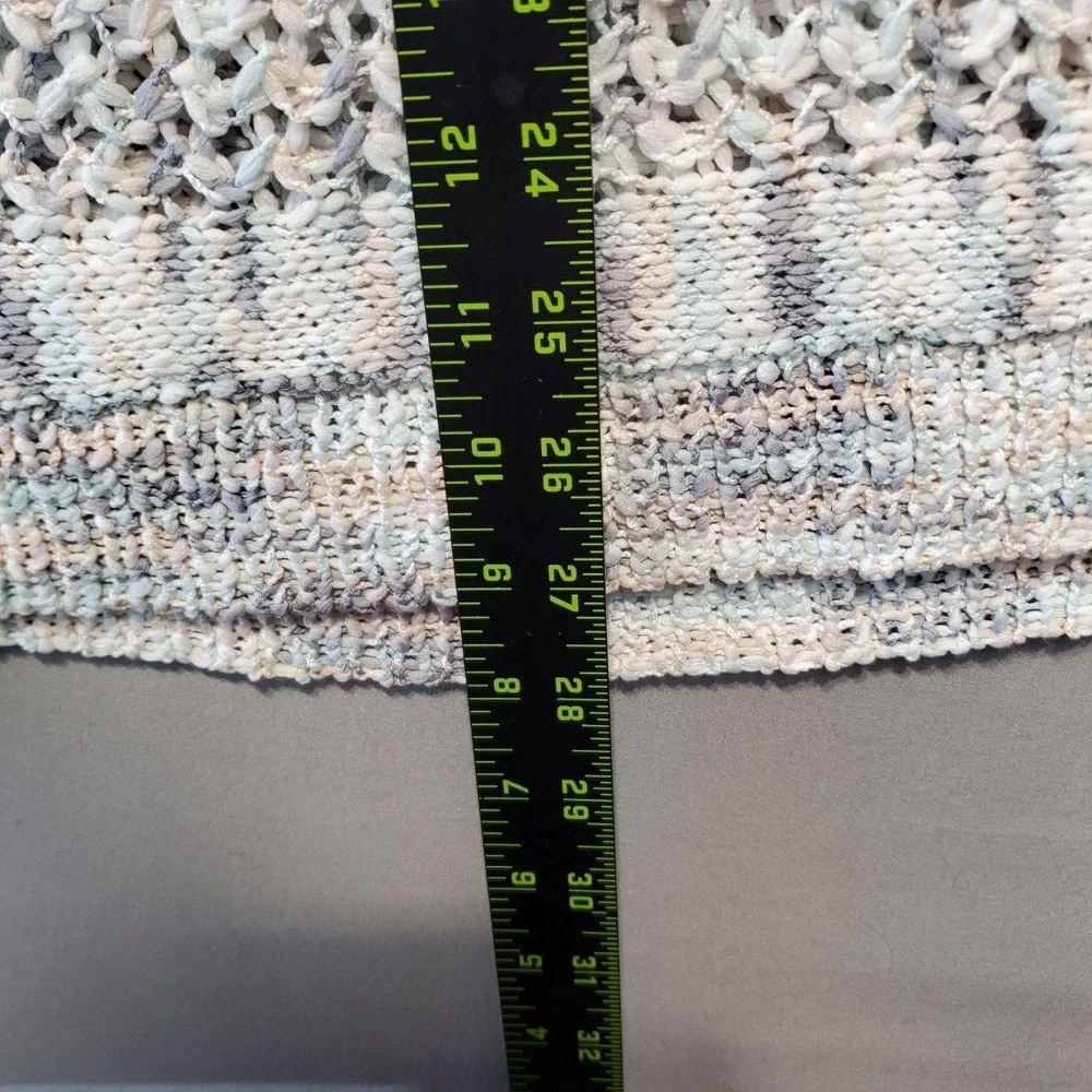Easel Boho Crochet Open Knit Sweater Womens S Pastel Striped Lightweight Coastal